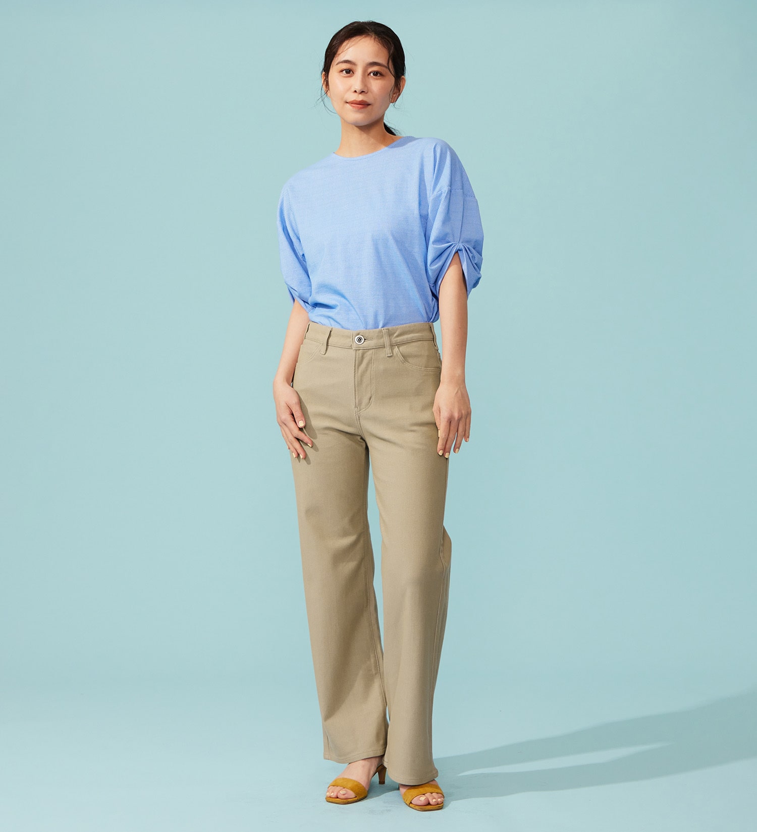 EDWIN(エドウイン)の【予約P】EDWIN LADIES ジャージーズ COOL ワイドデニムパンツ【涼】|パンツ/パンツ/レディース|ベージュ