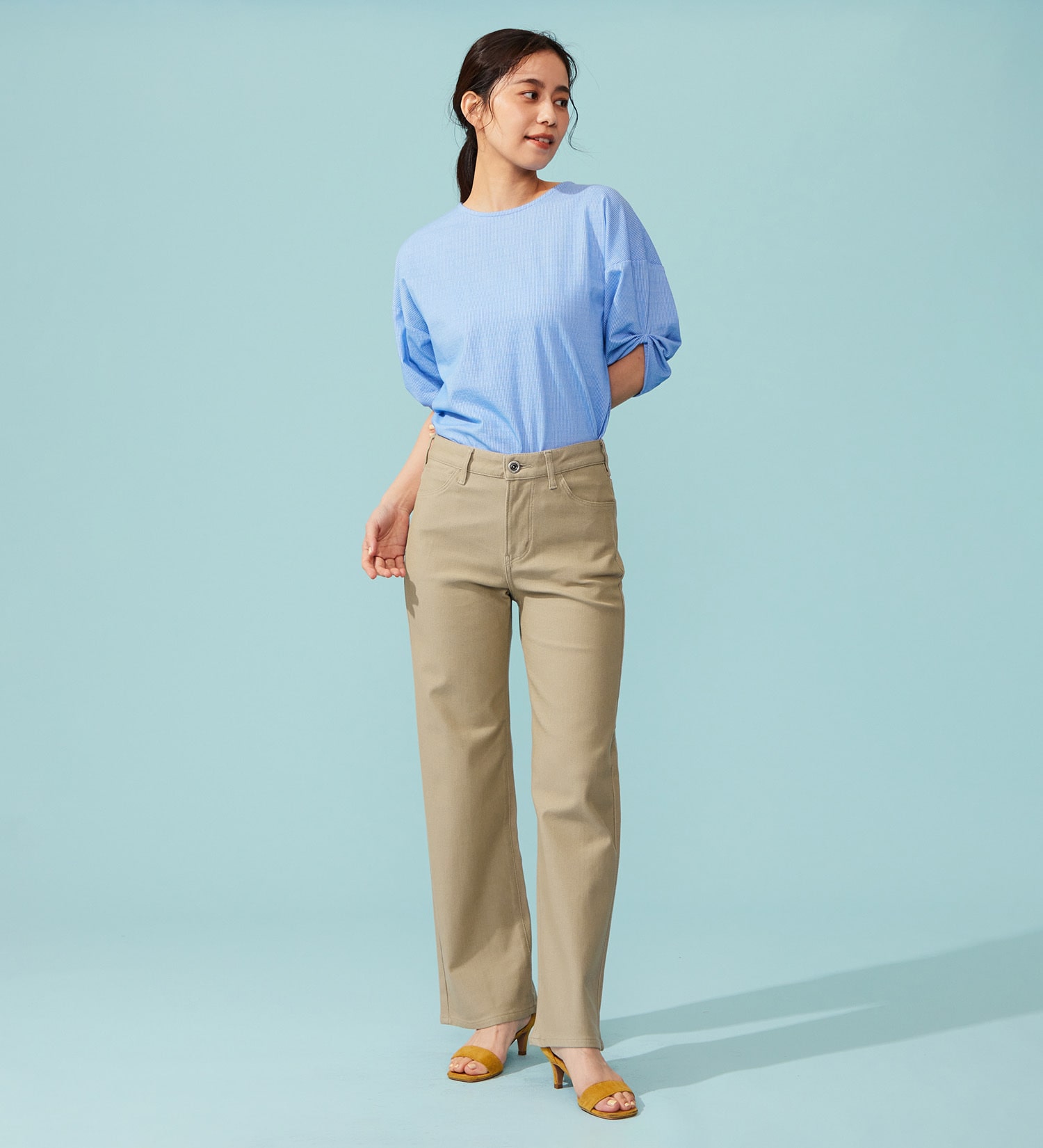 EDWIN(エドウイン)の【予約P】EDWIN LADIES ジャージーズ COOL ワイドデニムパンツ【涼】|パンツ/パンツ/レディース|ベージュ