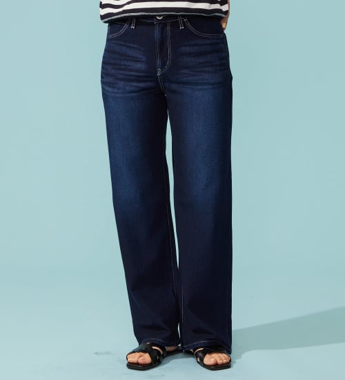 EDWIN(エドウイン)の【予約P】EDWIN LADIES ジャージーズ COOL ワイドデニムパンツ【涼】|パンツ/デニム / ジーンズパンツ/レディース|濃色ブルー