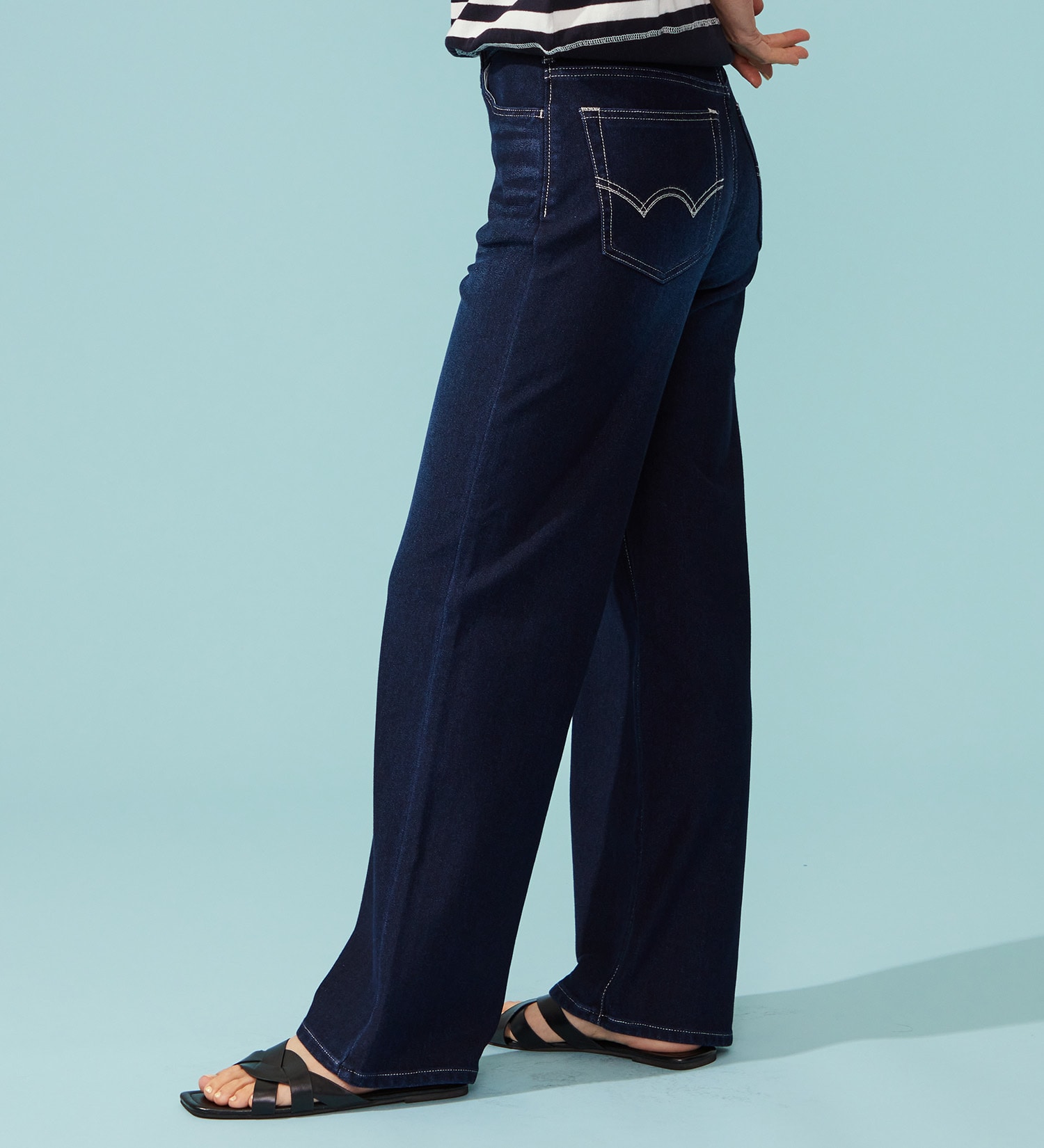 EDWIN(エドウイン)の【予約P】EDWIN LADIES ジャージーズ COOL ワイドデニムパンツ【涼】|パンツ/デニム / ジーンズパンツ/レディース|濃色ブルー