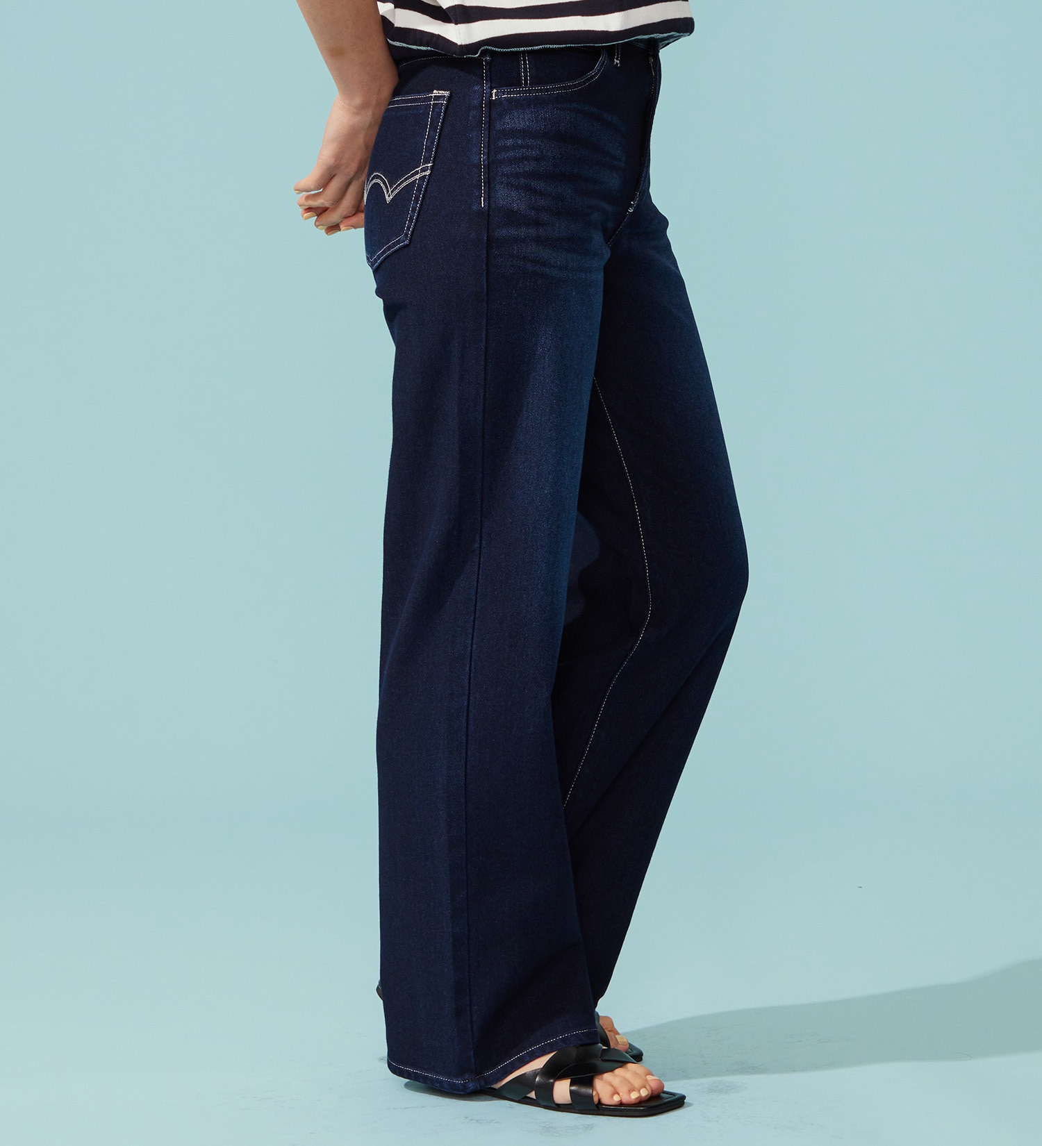 EDWIN(エドウイン)の【予約P】EDWIN LADIES ジャージーズ COOL ワイドデニムパンツ【涼】|パンツ/デニム / ジーンズパンツ/レディース|濃色ブルー