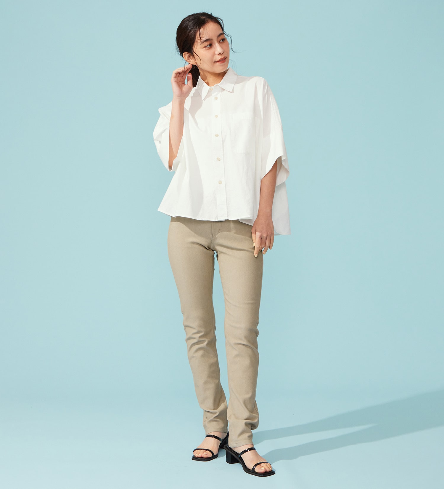 EDWIN(エドウイン)の【予約P】EDWIN LADIES COOL スリムストレートデニムパンツ【涼】|パンツ/パンツ/レディース|ベージュ