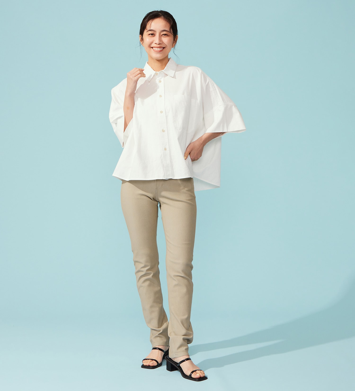 EDWIN(エドウイン)の【予約P】EDWIN LADIES COOL スリムストレートデニムパンツ【涼】|パンツ/パンツ/レディース|ベージュ