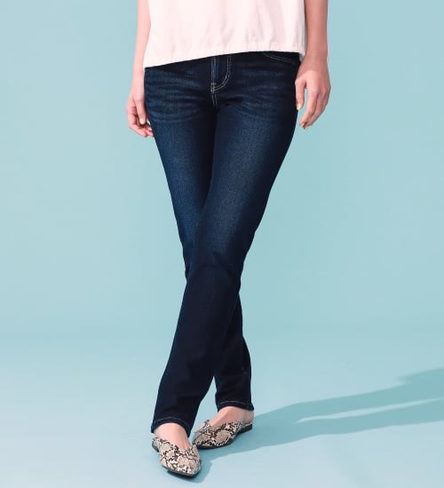 EDWIN(エドウイン)の【予約P】EDWIN LADIES COOL スリムストレートデニムパンツ【涼】|パンツ/デニム / ジーンズパンツ/レディース|濃色ブルー