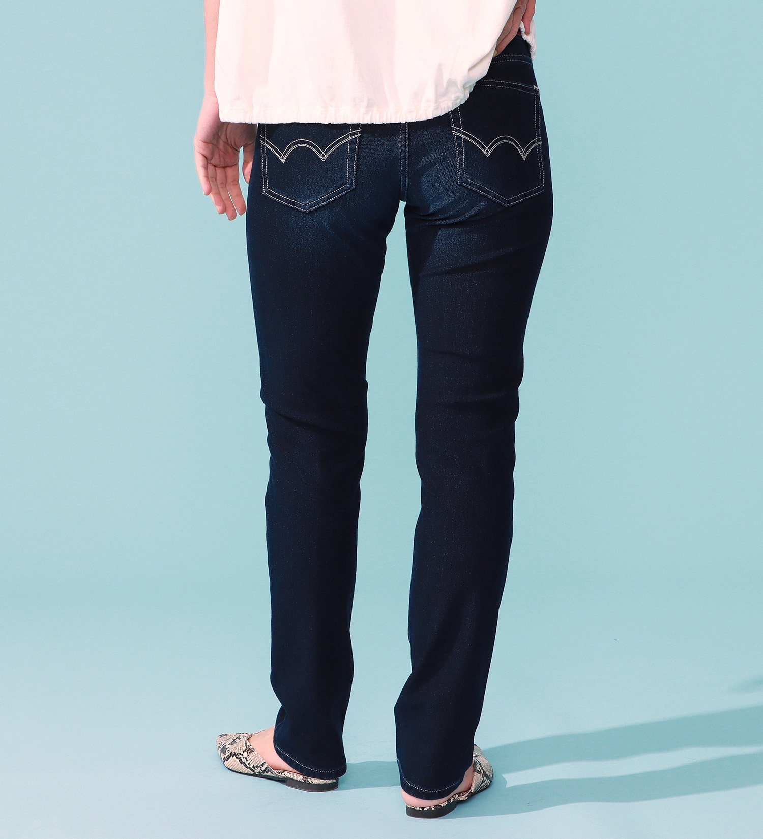 EDWIN(エドウイン)の【予約P】EDWIN LADIES COOL スリムストレートデニムパンツ【涼】|パンツ/デニム / ジーンズパンツ/レディース|濃色ブルー