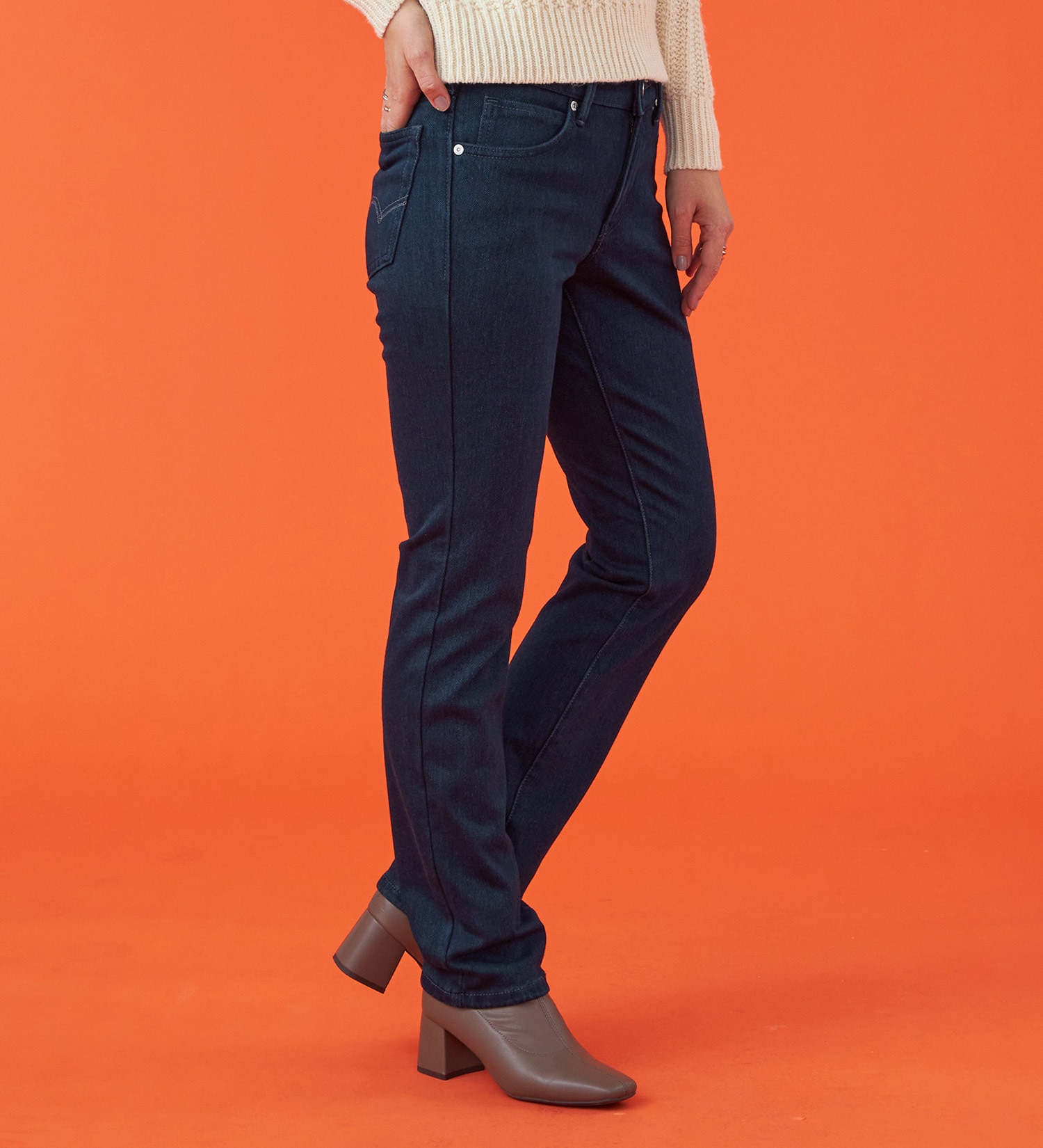 EDWIN(エドウイン)の【試着対象】【裾上げ無料】EDWIN LADIES 『裏起毛であったかい。』BODY FIREジャージーズスリムストレートデニムパンツ【エントリーモデル】【暖】|パンツ/パンツ/レディース|インディゴブルー