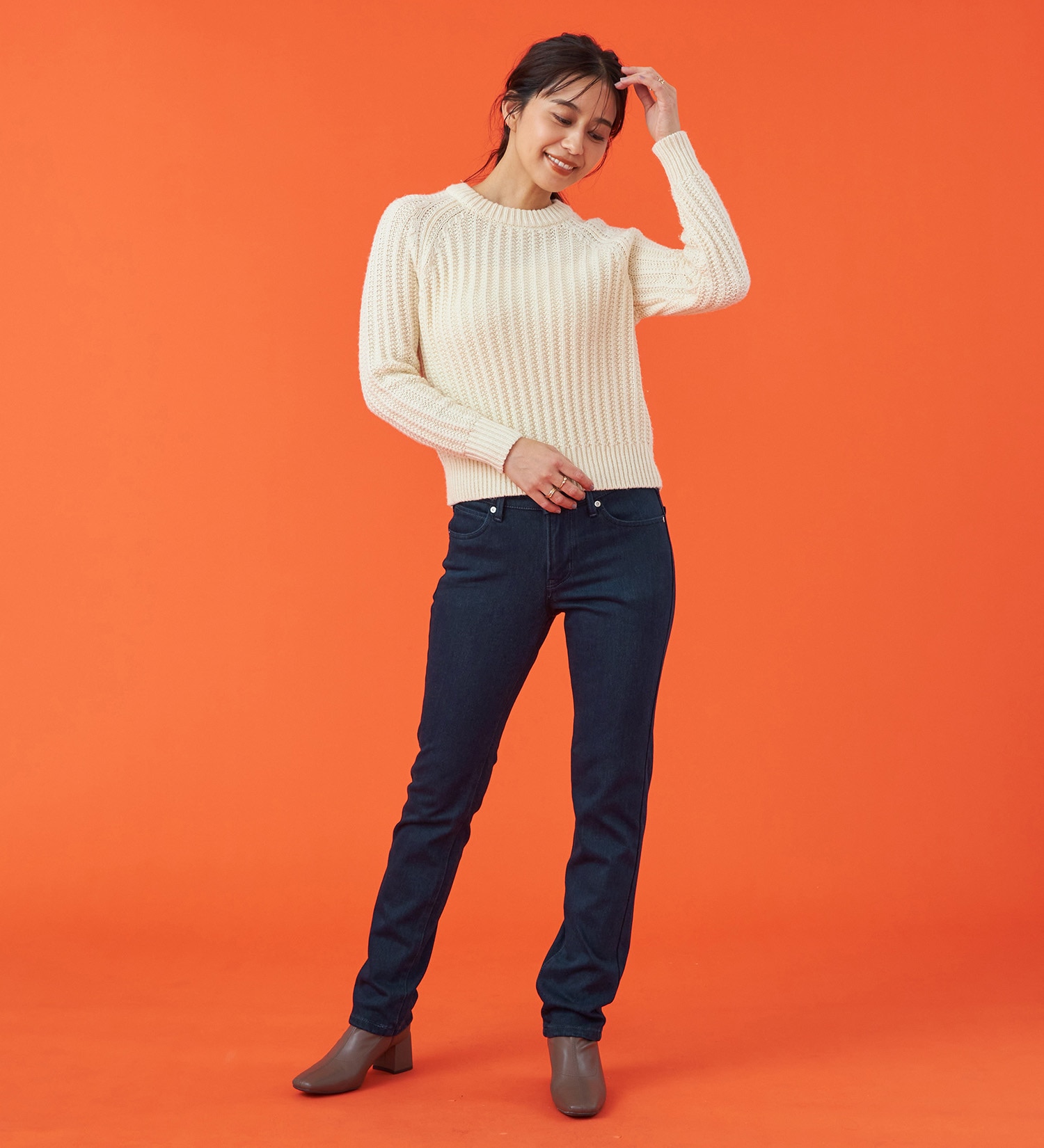 EDWIN(エドウイン)の【試着対象】【裾上げ無料】EDWIN LADIES 『裏起毛であったかい。』BODY FIREジャージーズスリムストレートデニムパンツ【エントリーモデル】【暖】|パンツ/パンツ/レディース|インディゴブルー