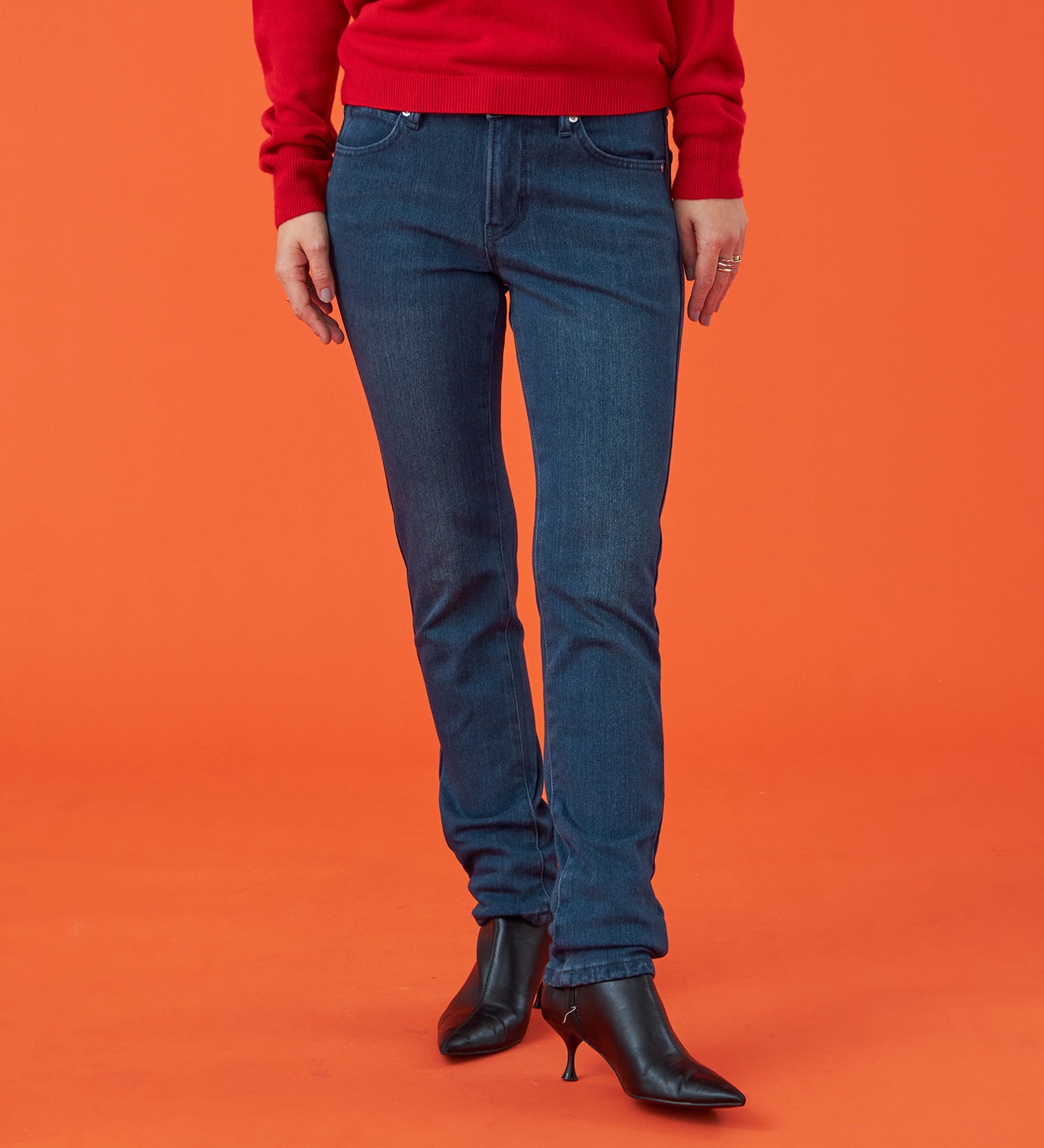 EDWIN(エドウイン)の【試着対象】【裾上げ無料】EDWIN LADIES 『裏起毛であったかい。』BODY FIREジャージーズスリムストレートデニムパンツ【エントリーモデル】【暖】|パンツ/パンツ/レディース|濃色ブルー