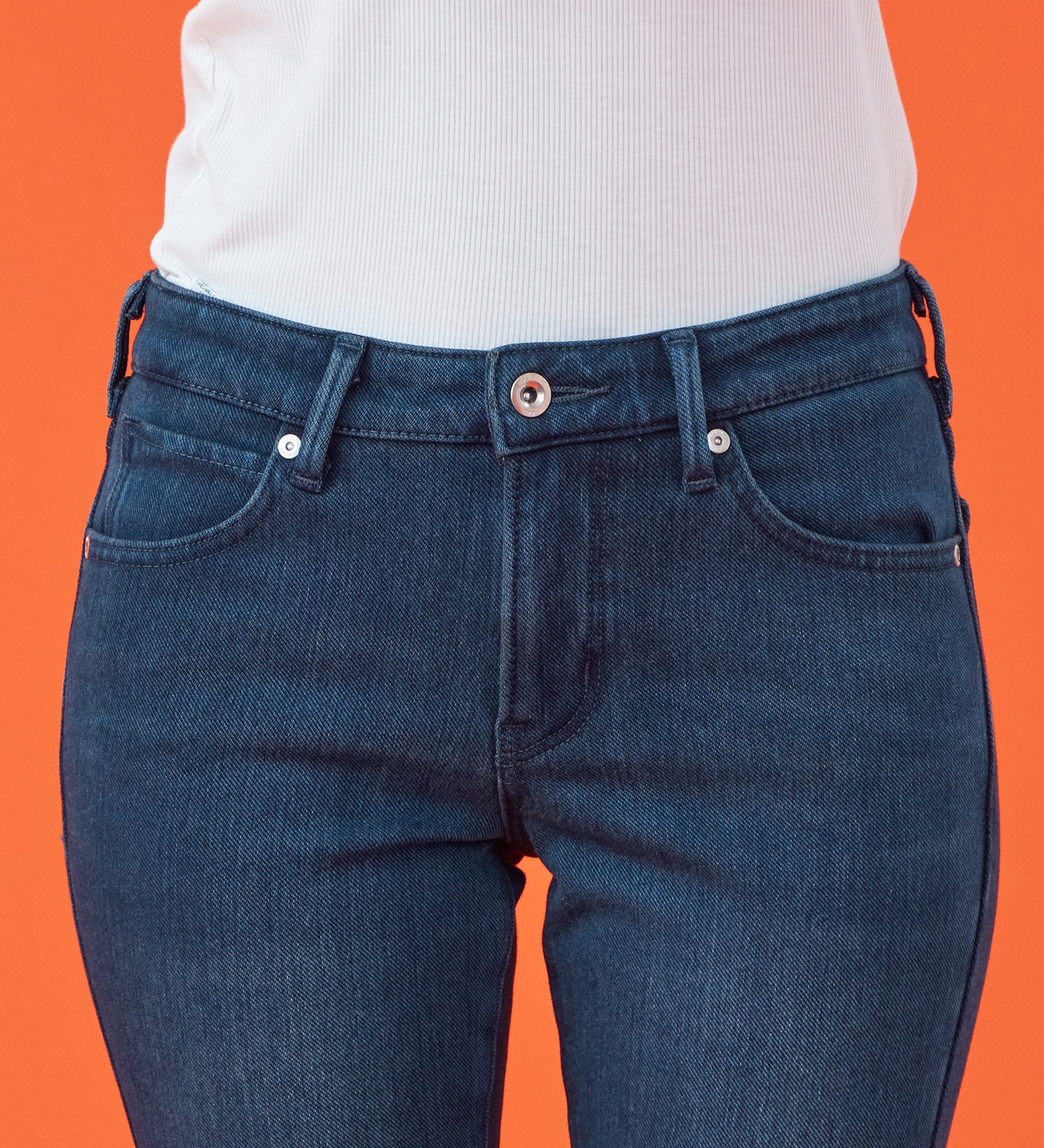 EDWIN(エドウイン)の【試着対象】【裾上げ無料】EDWIN LADIES 『裏起毛であったかい。』BODY FIREジャージーズスリムストレートデニムパンツ【エントリーモデル】【暖】|パンツ/パンツ/レディース|濃色ブルー