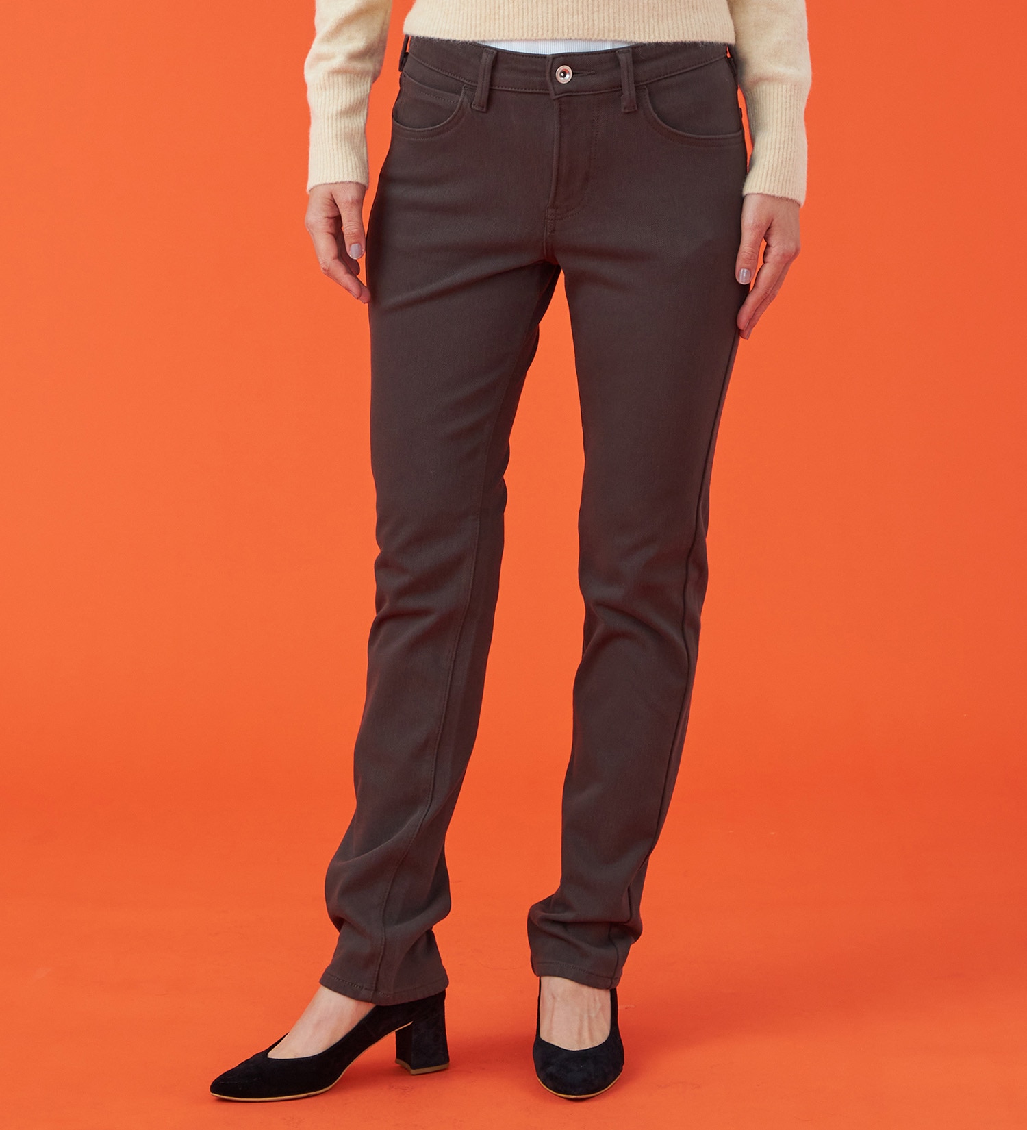 EDWIN(エドウイン)の【試着対象】【裾上げ無料】EDWIN LADIES 『裏起毛であったかい。』BODY FIREジャージーズスリムストレートデニムパンツ【エントリーモデル】【暖】|パンツ/パンツ/レディース|ブラウン