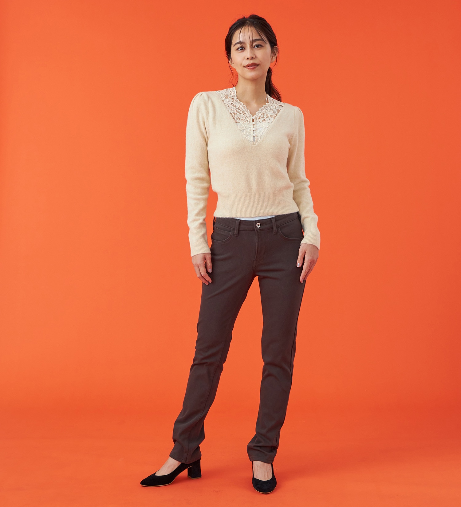 EDWIN(エドウイン)の【試着対象】【裾上げ無料】EDWIN LADIES 『裏起毛であったかい。』BODY FIREジャージーズスリムストレートデニムパンツ【エントリーモデル】【暖】|パンツ/パンツ/レディース|ブラウン