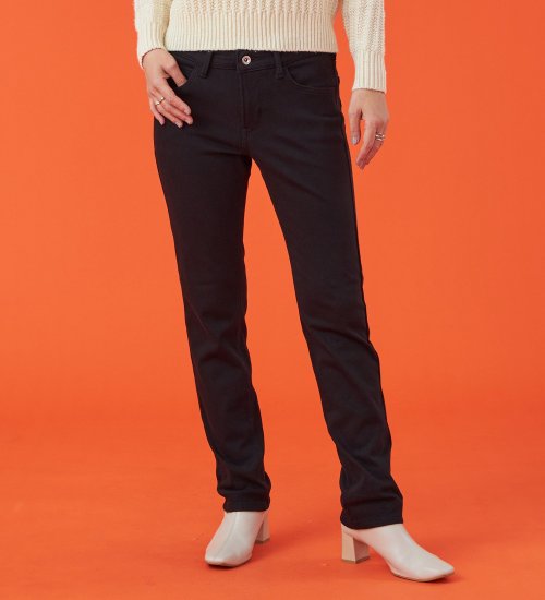 EDWIN(エドウイン)の【試着対象】【裾上げ無料】EDWIN LADIES 『裏起毛であったかい。』BODY FIREジャージーズスリムストレートデニムパンツ【エントリーモデル】【暖】|パンツ/パンツ/レディース|ブラック