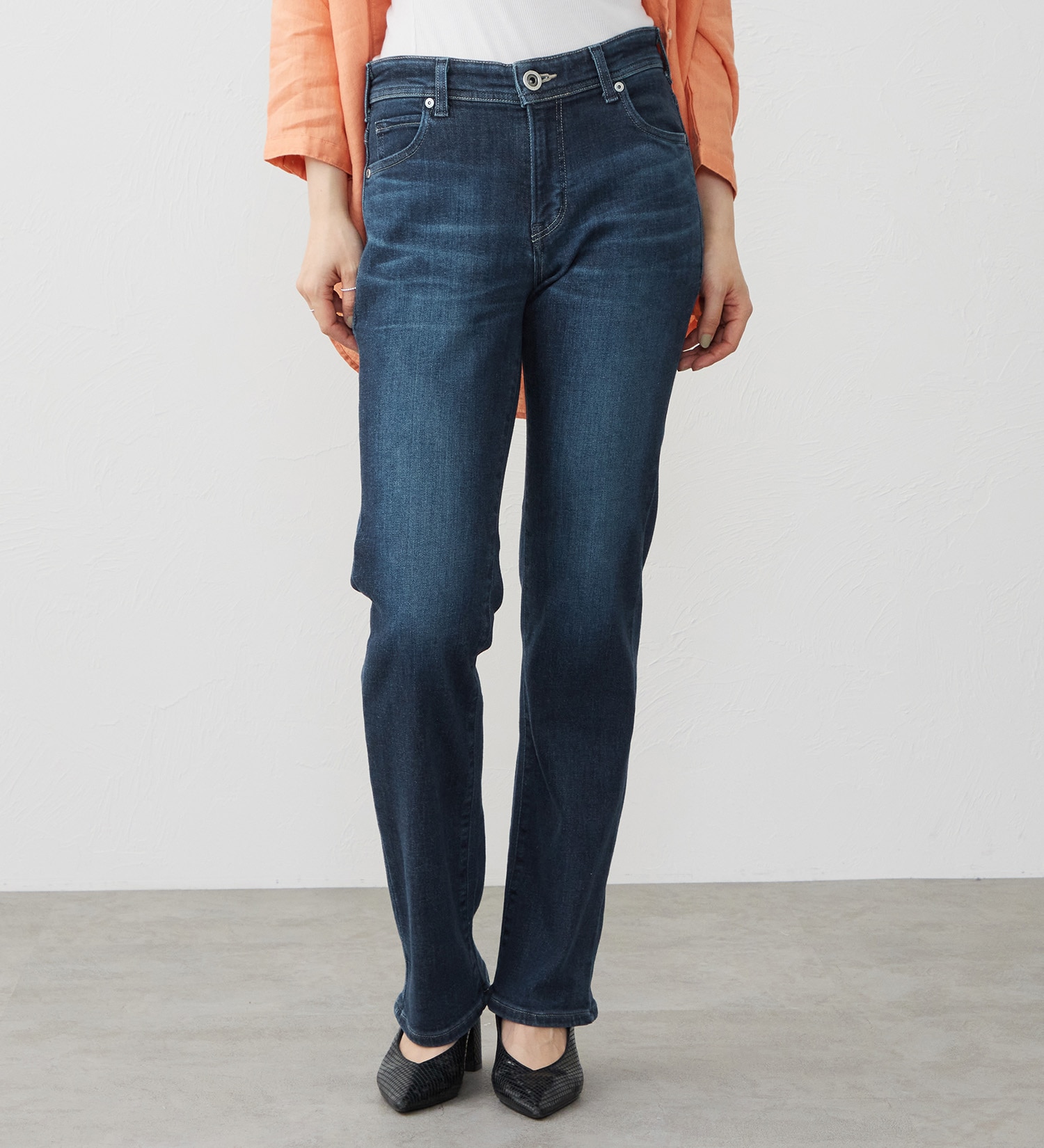 EDWIN(エドウイン)の【試着対象】ジャージーズ プレミアム ストレート デニムパンツ ジーンズ ストレッチ|パンツ/デニム / ジーンズパンツ/レディース|中色ブルー