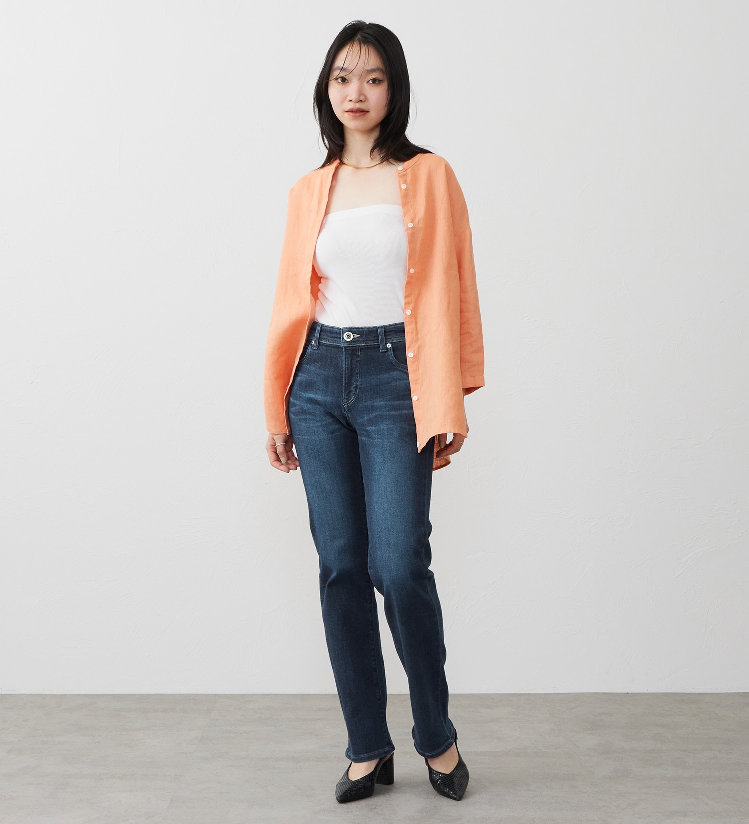 EDWIN(エドウイン)の【試着対象】ジャージーズ プレミアム ストレート デニムパンツ ジーンズ ストレッチ|パンツ/デニム / ジーンズパンツ/レディース|中色ブルー