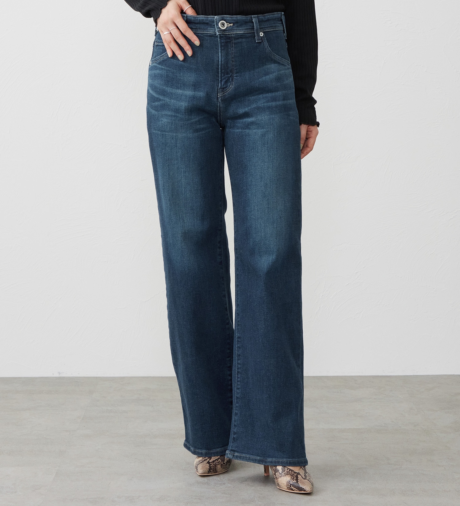 EDWIN(エドウイン)の【試着対象】ジャージーズ プレミアム ワイド デニムパンツ ジーンズ ストレッチ|パンツ/デニム / ジーンズパンツ/レディース|中色ブルー