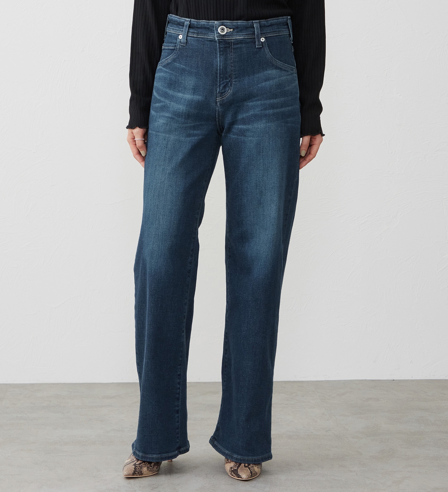 EDWIN(エドウイン)の【試着対象】ジャージーズ プレミアム ワイド デニムパンツ ジーンズ ストレッチ|パンツ/デニム / ジーンズパンツ/レディース|中色ブルー