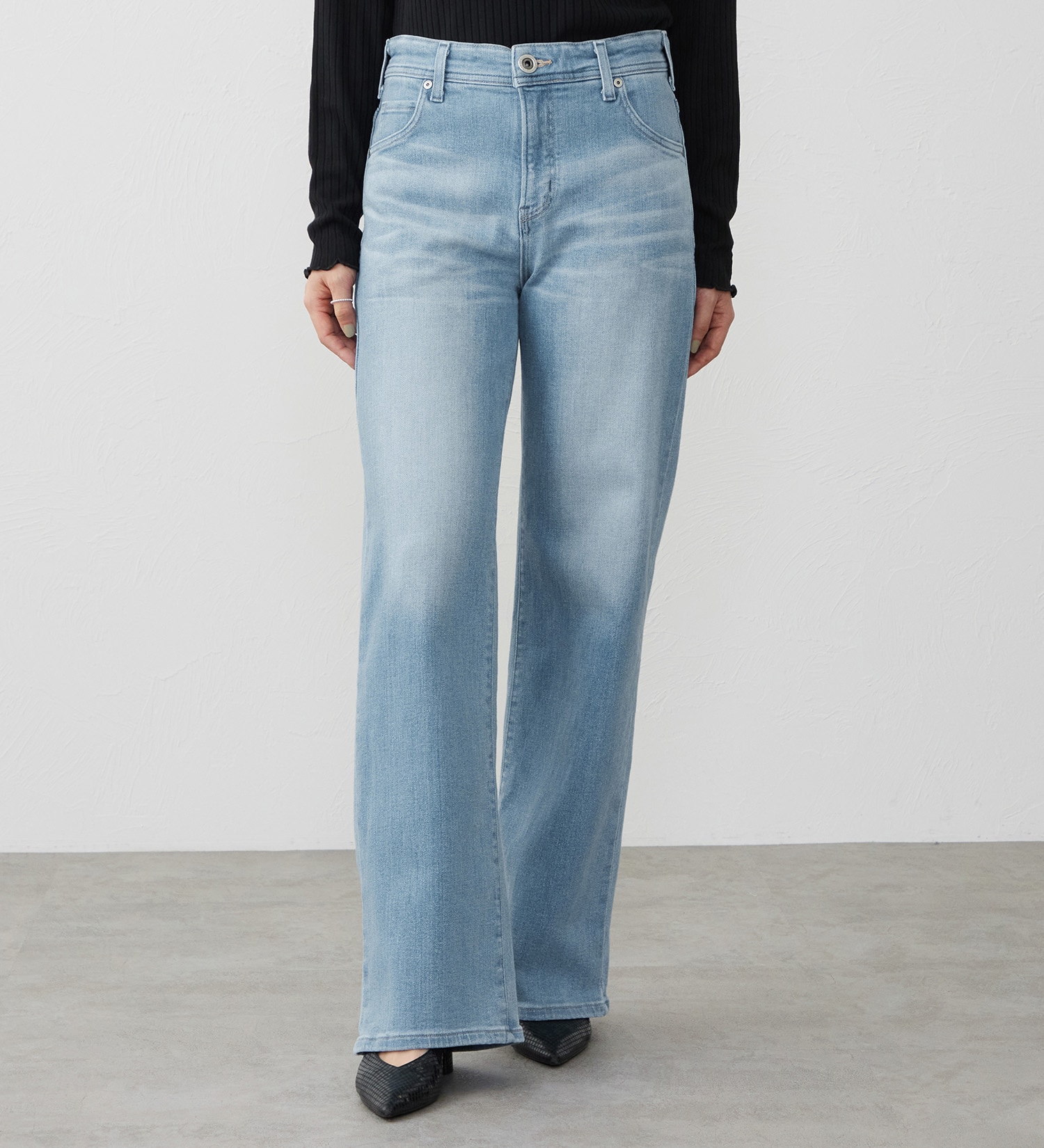 EDWIN(エドウイン)の【試着対象】ジャージーズ プレミアム ワイド デニムパンツ ジーンズ ストレッチ|パンツ/デニム / ジーンズパンツ/レディース|淡色ブルー