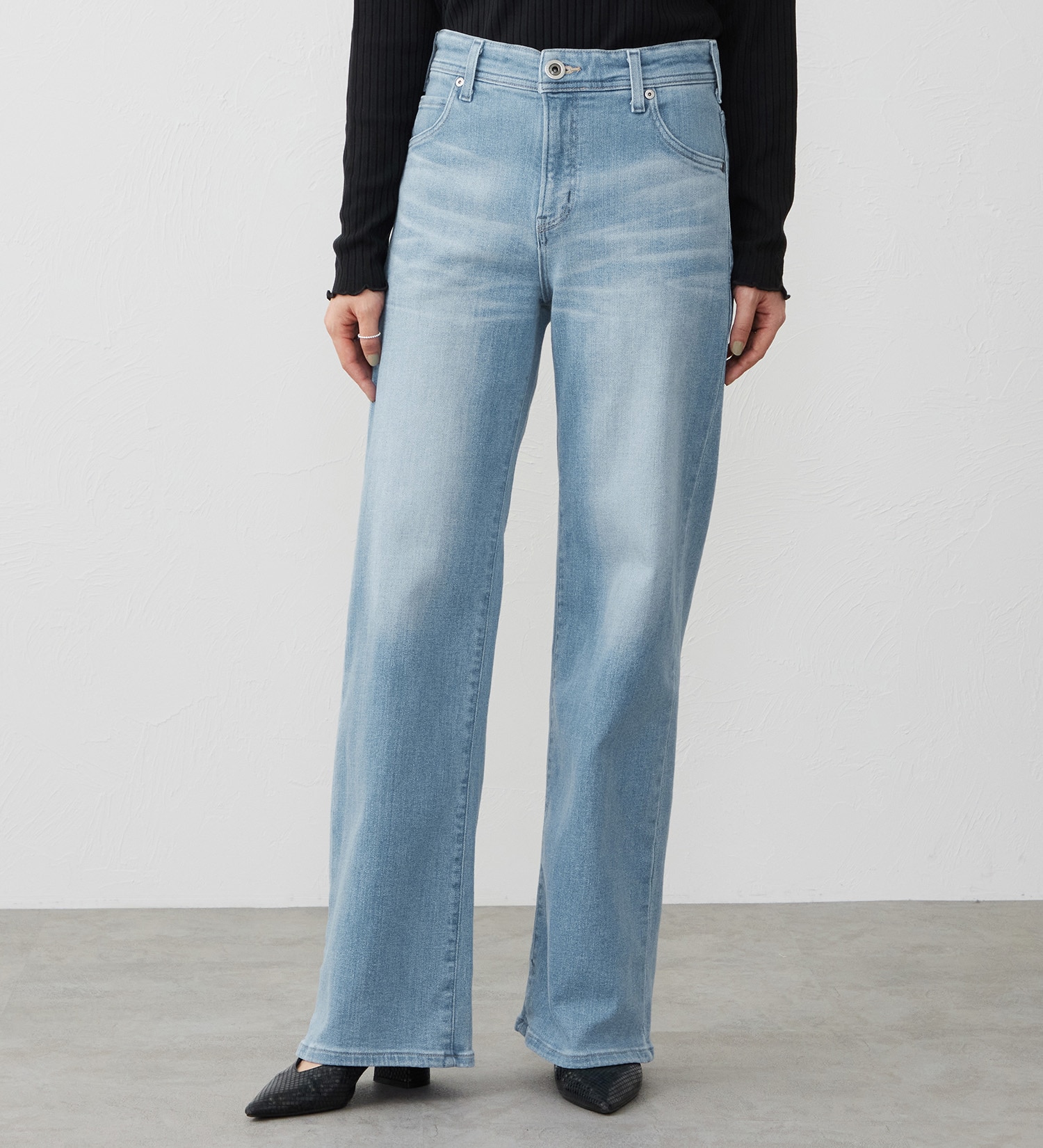 EDWIN(エドウイン)の【試着対象】ジャージーズ プレミアム ワイド デニムパンツ ジーンズ ストレッチ|パンツ/デニム / ジーンズパンツ/レディース|淡色ブルー