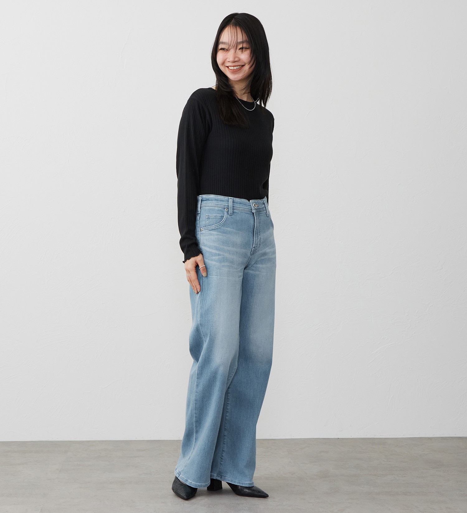 EDWIN(エドウイン)の【試着対象】ジャージーズ プレミアム ワイド デニムパンツ ジーンズ ストレッチ|パンツ/デニム / ジーンズパンツ/レディース|淡色ブルー