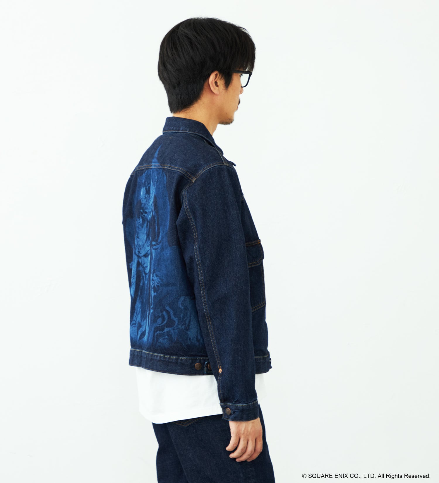 EDWIN(エドウイン)の【予約】【EDWIN × SaGa】サルーイン　デニムジャケット（LASER-レーザー）（コラボアート巾着付き）|ジャケット/アウター/デニムジャケット/メンズ|インディゴブルー