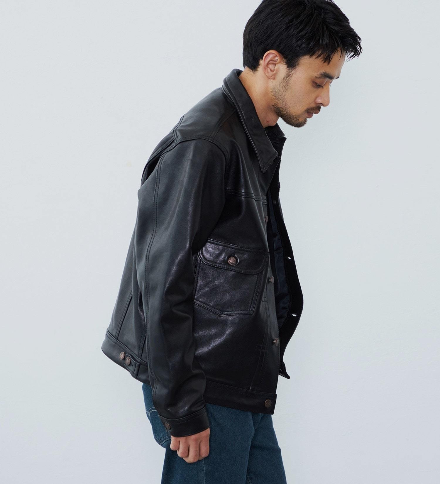 EDWIN(エドウイン)の【Pre SALE】シープスキン レザージャケット|ジャケット/アウター/その他アウター/メンズ|ブラック