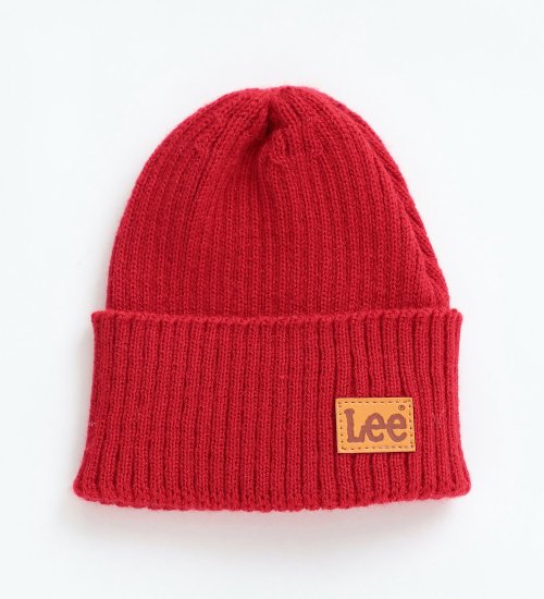 Lee(リー)のロゴニット帽 Sサイズ|帽子/ニットキャップ/ビーニー/キッズ|レッド