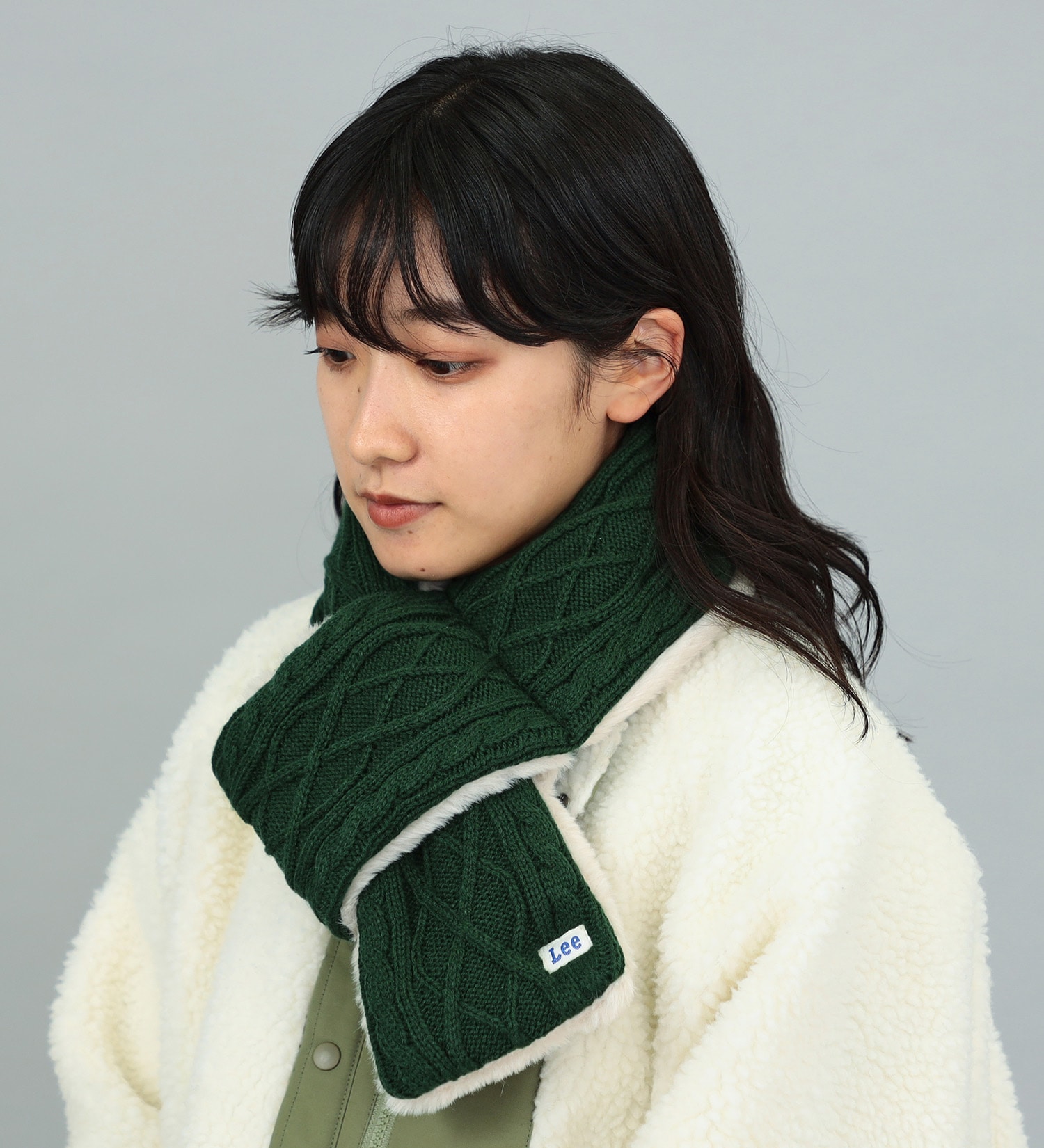 Lee(リー)のLee ケーブルニットマフラー|ファッション雑貨/マフラー/ショール/キッズ|ダークグリーン