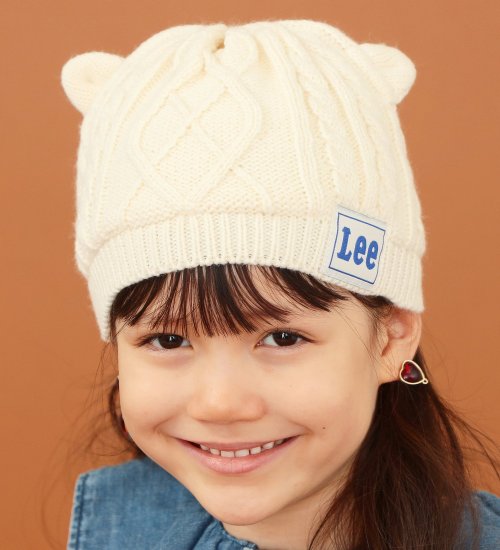 Lee(リー)の【最終処分SALE】【KIDS】Lee　猫耳ケーブルニットCAP|帽子/ニットキャップ/ビーニー/キッズ|アイボリー