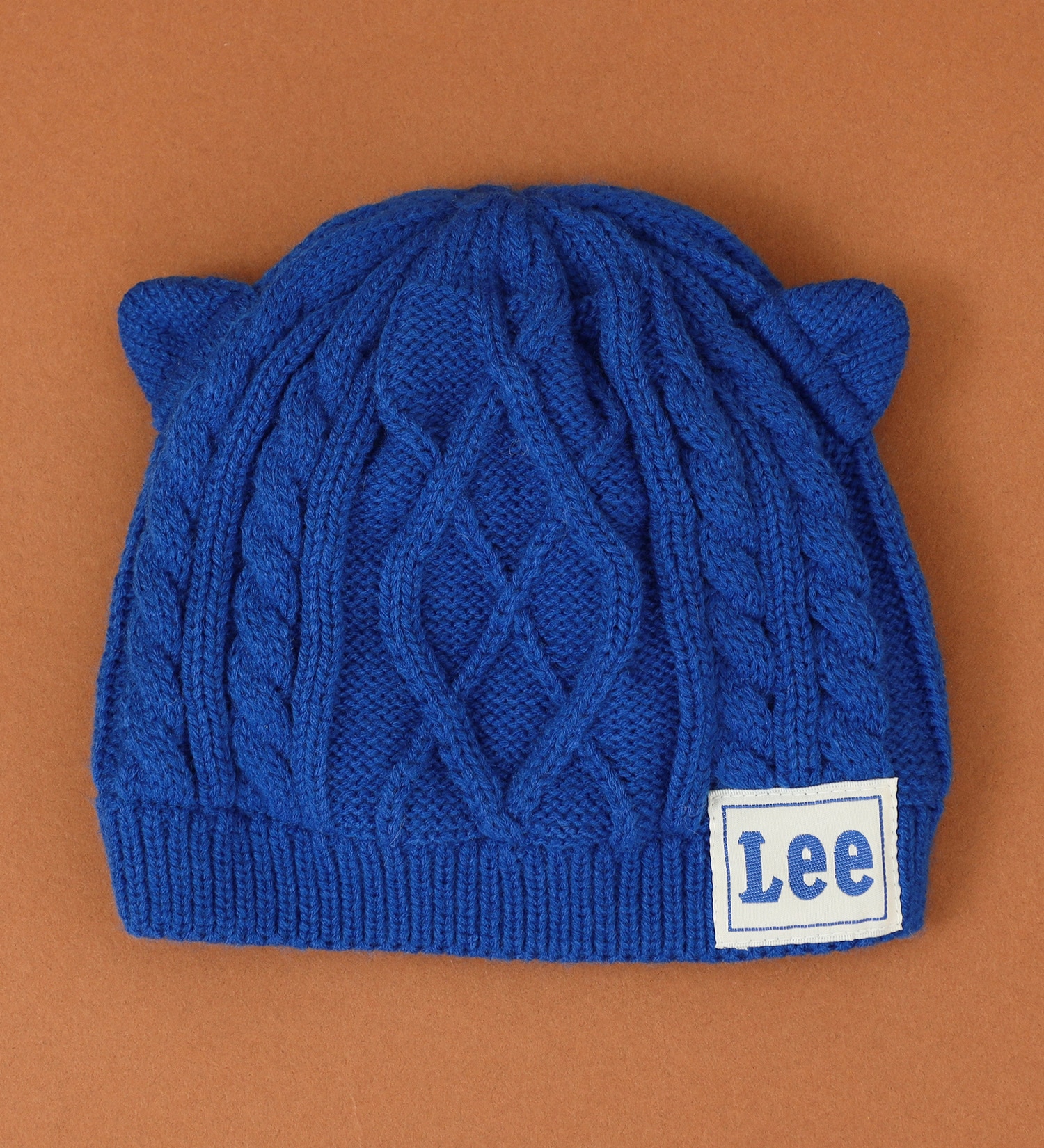 Lee(リー)の【KIDS】Lee　猫耳ケーブルニットCAP|帽子/ニットキャップ/ビーニー/キッズ|ブルー