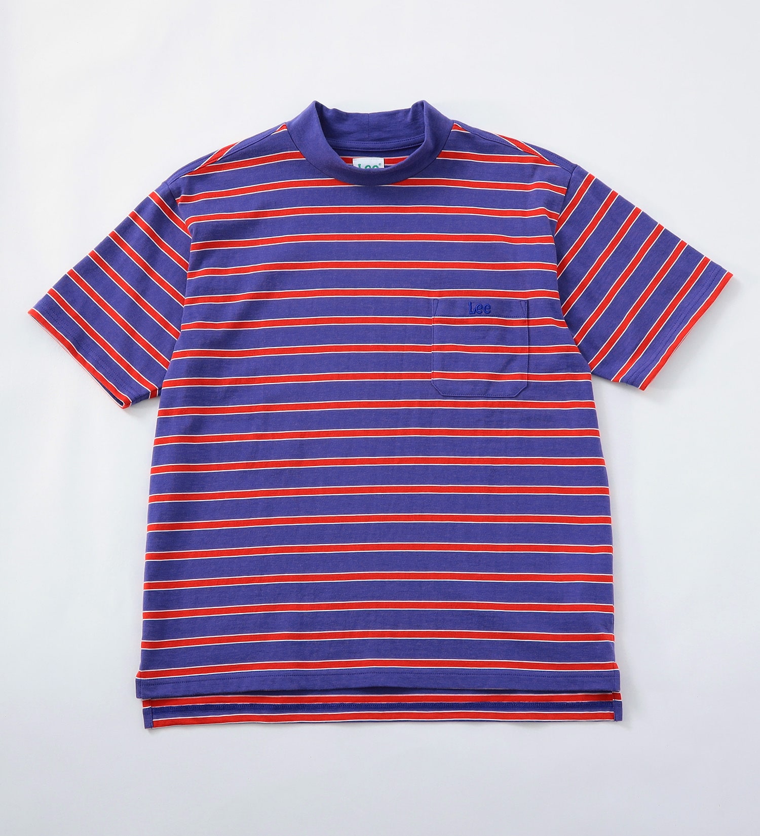 Lee(リー)の【Lee GOLF】メンズ 吸水速乾・接触冷感 Leeロゴ刺繍モックネックボーダーTシャツ|トップス/Tシャツ/カットソー/メンズ|ネイビー