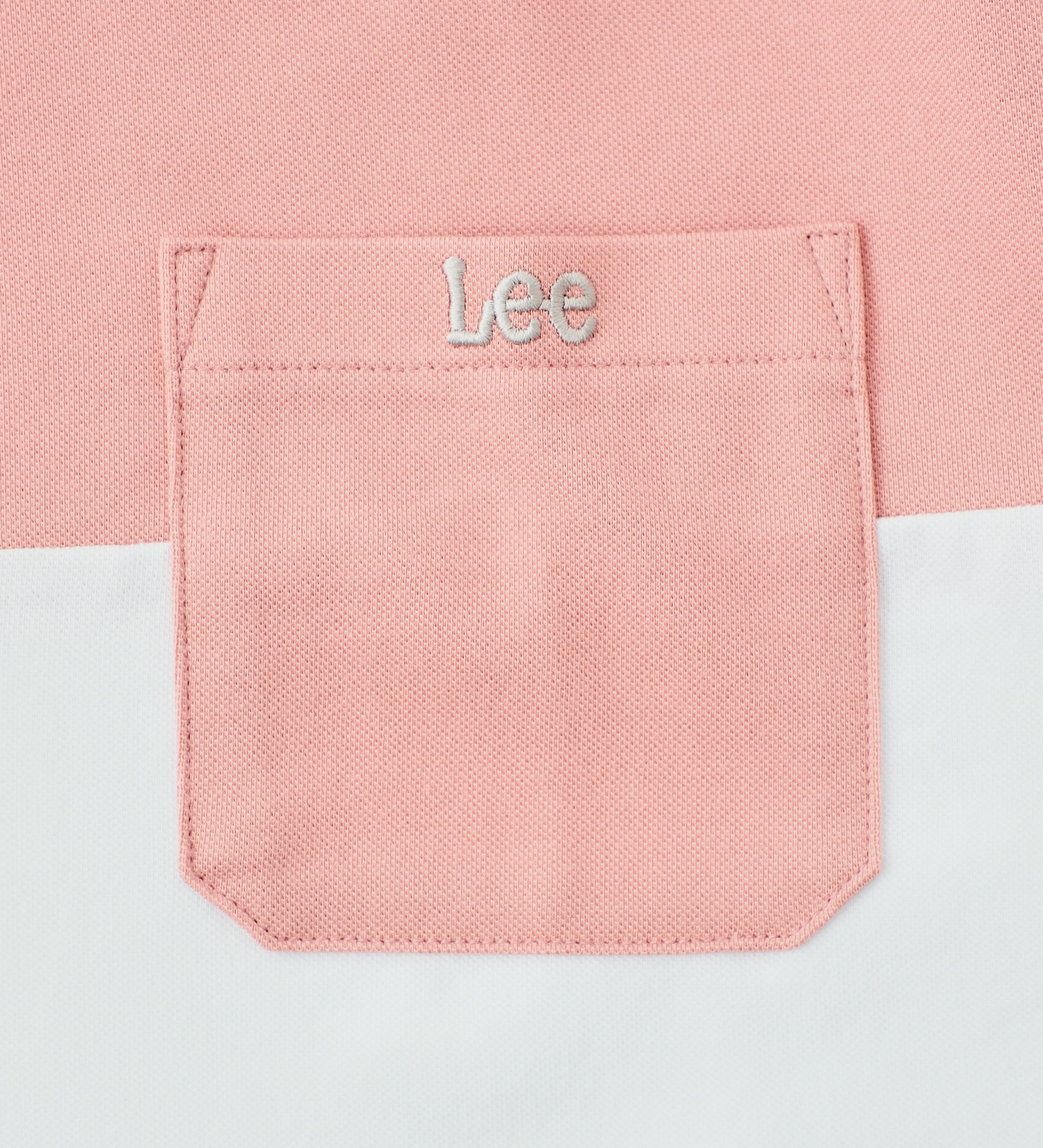 Lee(リー)の【Lee GOLF】メンズ 吸水速乾 Leeロゴ刺繍ポケット付きポロシャツ|トップス/ポロシャツ/メンズ|ホワイトxピンク