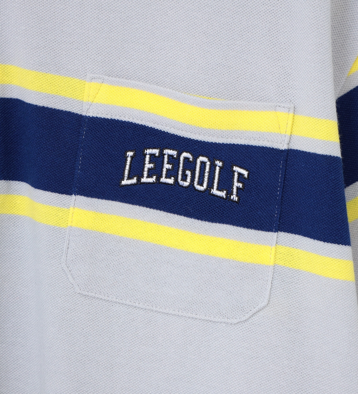 Lee(リー)の【Lee GOLF】メンズ 吸水速乾 Leeロゴ刺繍ボーダー柄ポロシャツ|トップス/ポロシャツ/メンズ|グレー