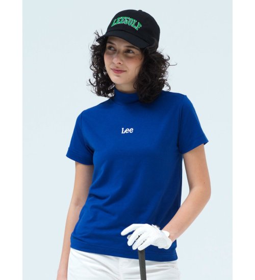 の【Lee GOLF】レディース 吸水速乾 Leeロゴ刺繍 半袖モックネックTシャツ|//|ネイビー