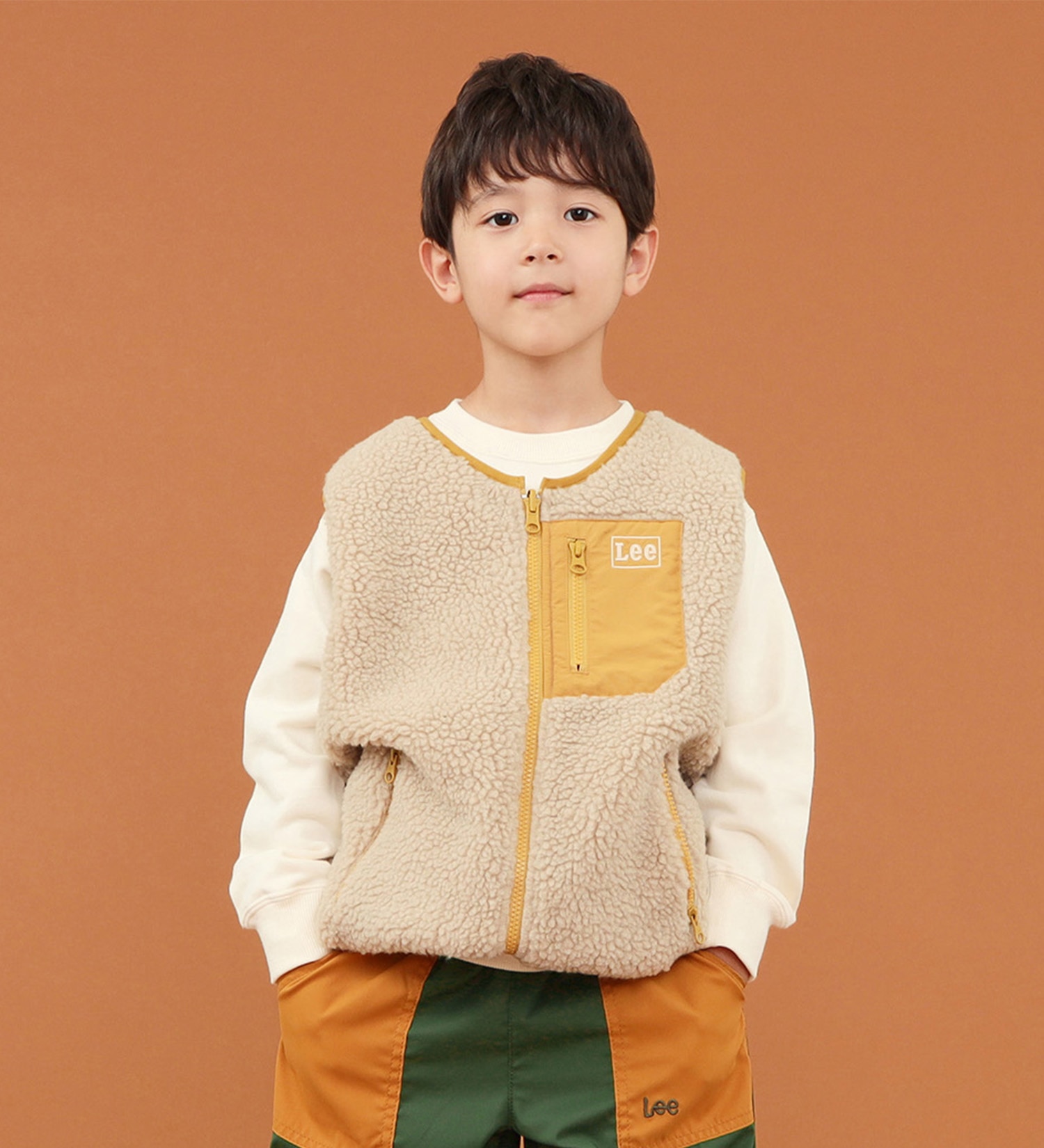 【WINTER SALE】【110-150cm】【親子】キッズ Leeボアベスト リバーシブル