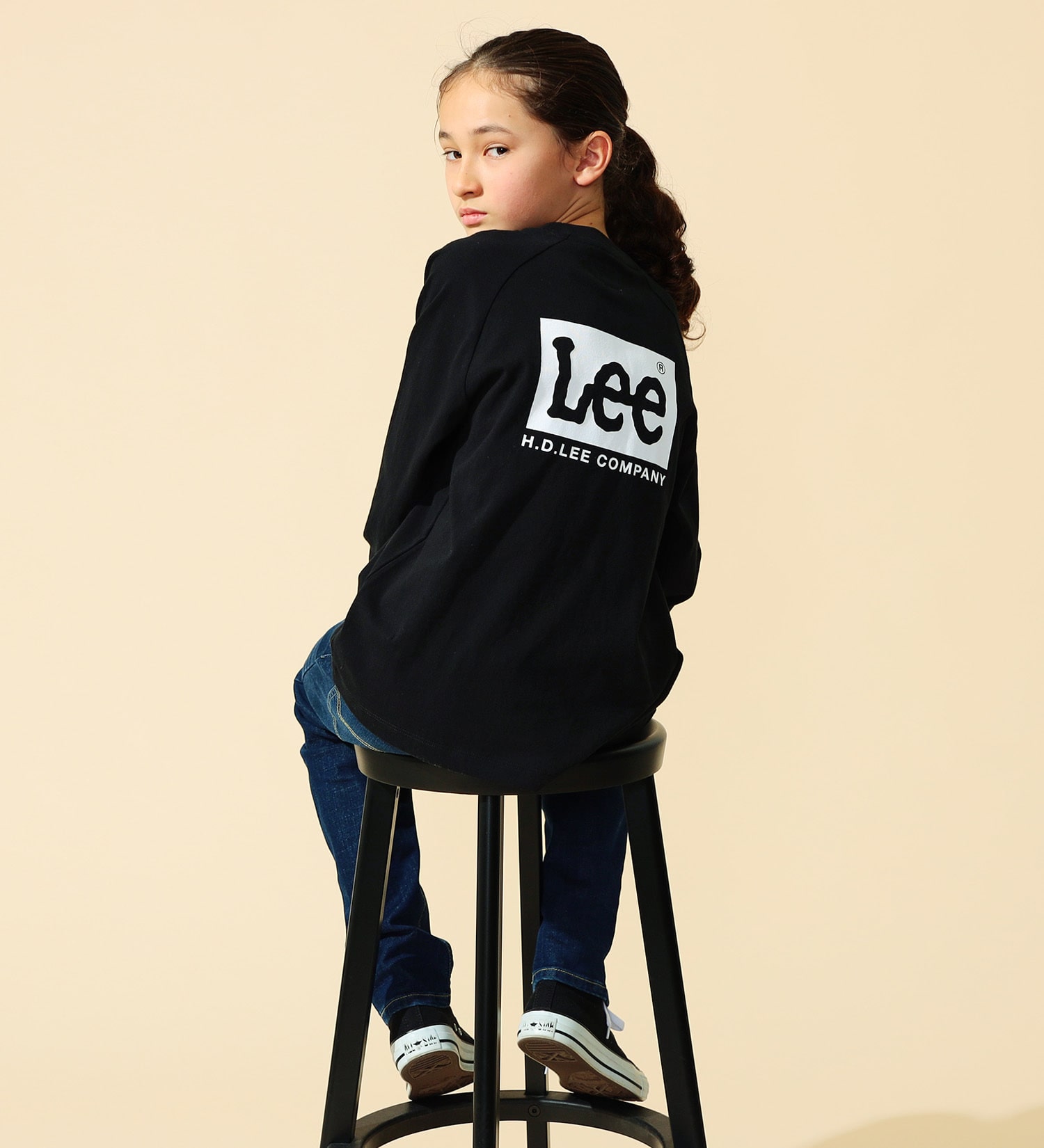 Lee(リー)の【GW SALE】【110-150cm】キッズ バックプリント Leeロゴ ロングスリーブTee|トップス/Tシャツ/カットソー/キッズ|ブラック