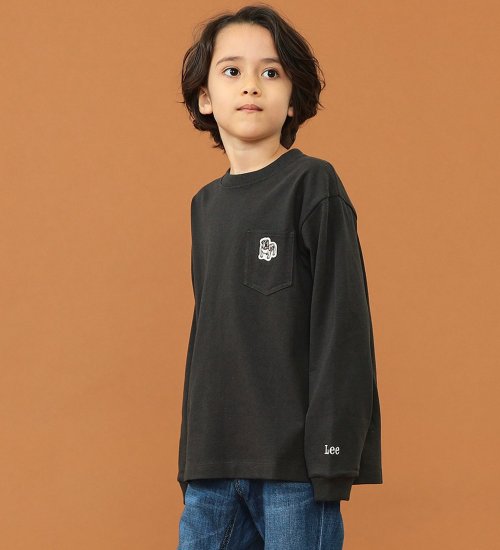 Lee(リー)の【おまとめ割】【親子リンク】【110-150cm】キッズ ブルドッグワッペン 長袖ポケットTシャツ|トップス/Tシャツ/カットソー/キッズ|チャコールグレー