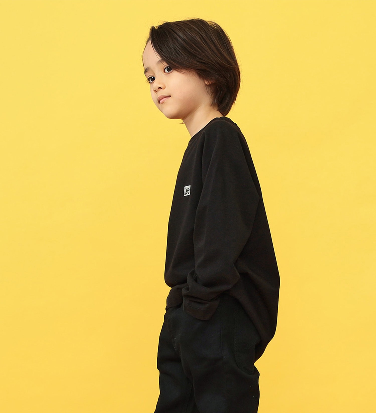 Lee(リー)の【110-150cm】キッズ ロングセラー Leeロゴバックプリント長袖Tシャツ|トップス/Tシャツ/カットソー/キッズ|ブラック