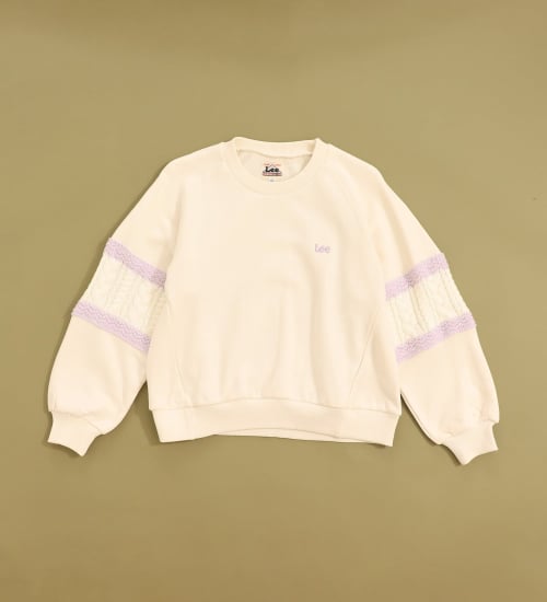 【110-160cm】キッズ ニットパネルスリーブスウェット【親子】