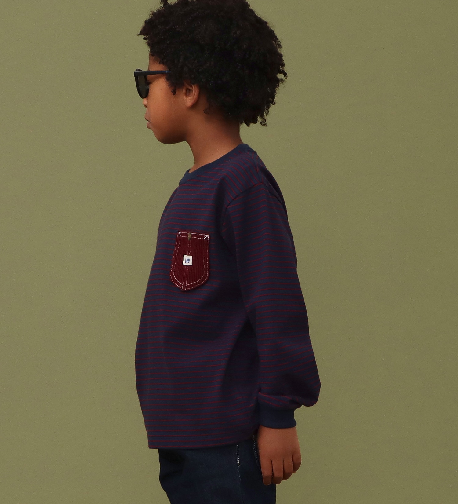 Lee(リー)の【110-160cm】キッズ デニムポケット 長袖Tee|トップス/Tシャツ/カットソー/キッズ|ネイビー