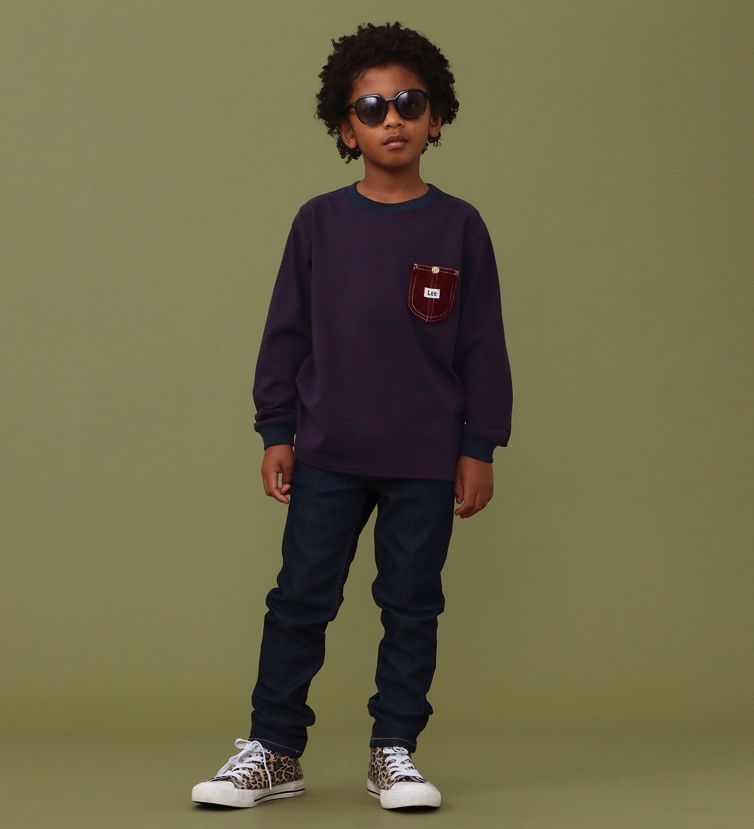 Lee(リー)の【110-160cm】キッズ デニムポケット 長袖Tee|トップス/Tシャツ/カットソー/キッズ|ネイビー