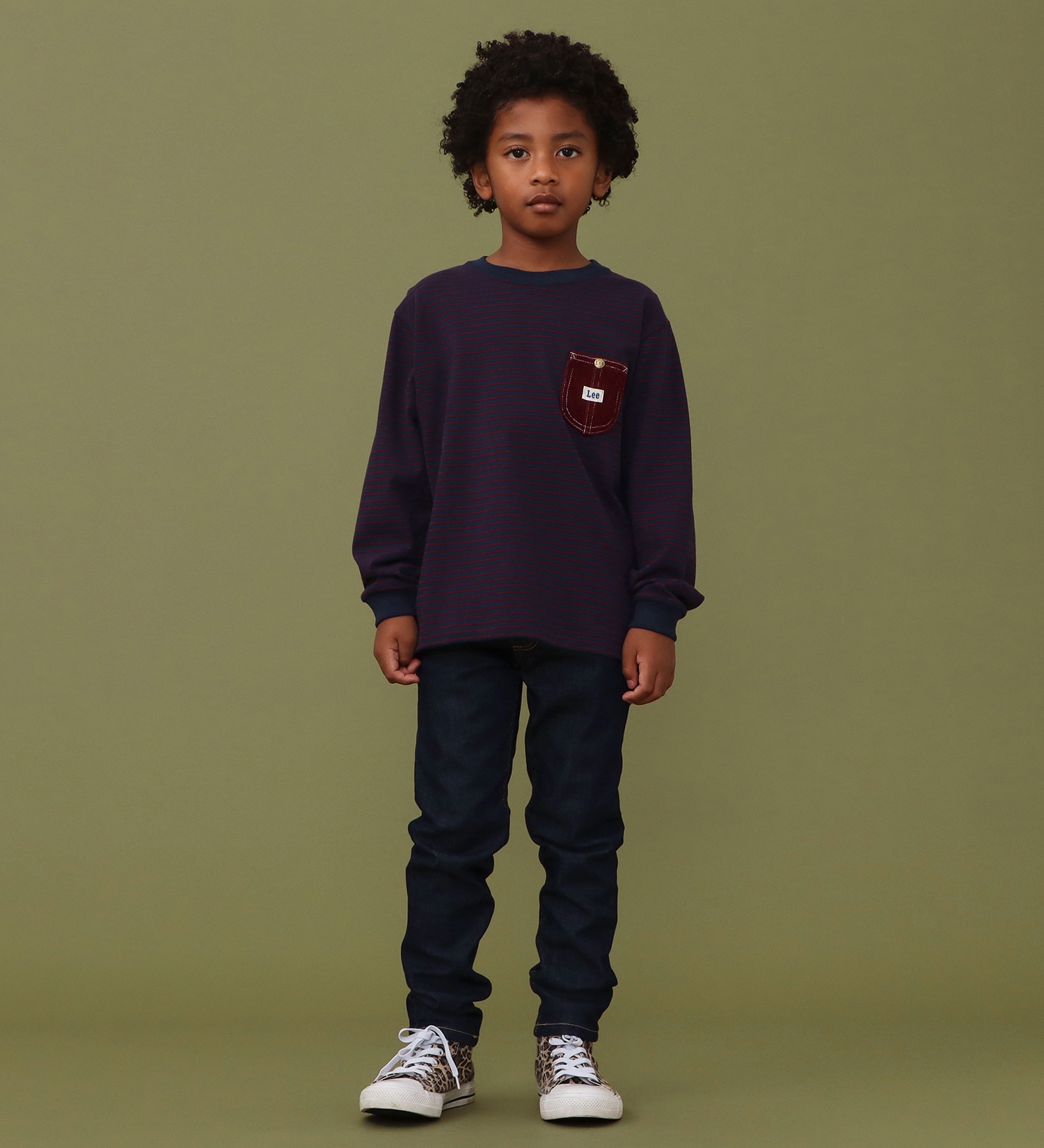 Lee(リー)の【110-160cm】キッズ デニムポケット 長袖Tee|トップス/Tシャツ/カットソー/キッズ|ネイビー