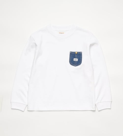 Lee(リー)の【110-160cm】キッズ デニムポケット 長袖Tee|トップス/Tシャツ/カットソー/キッズ|ホワイト