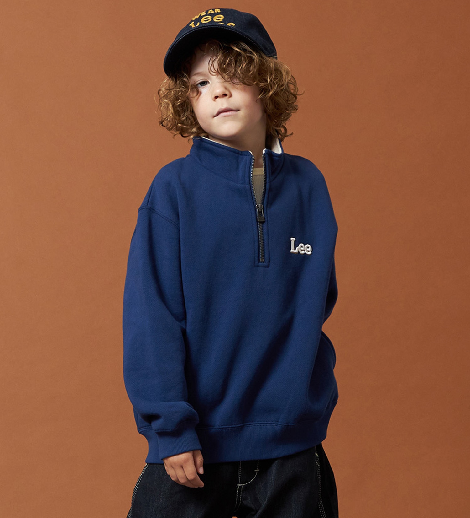 Lee(リー)の【110-150cm】キッズ ハーフジップスウェット 裏起毛|トップス/スウェット/キッズ|ネイビー