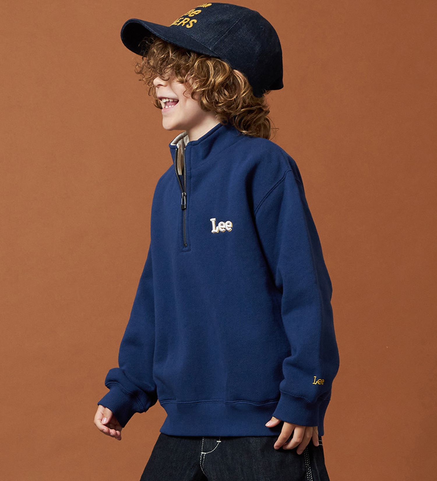 Lee(リー)の【110-150cm】キッズ ハーフジップスウェット 裏起毛|トップス/スウェット/キッズ|ネイビー