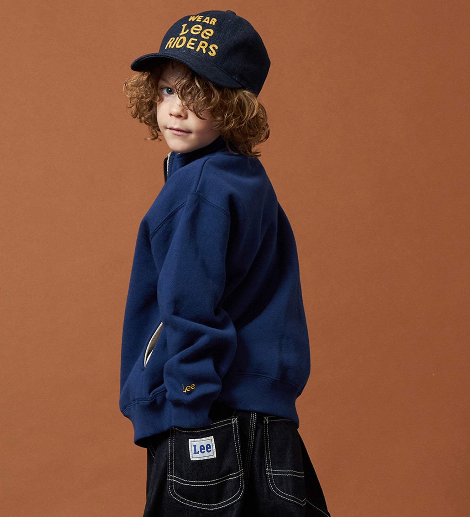 Lee(リー)の【110-150cm】キッズ ハーフジップスウェット 裏起毛|トップス/スウェット/キッズ|ネイビー
