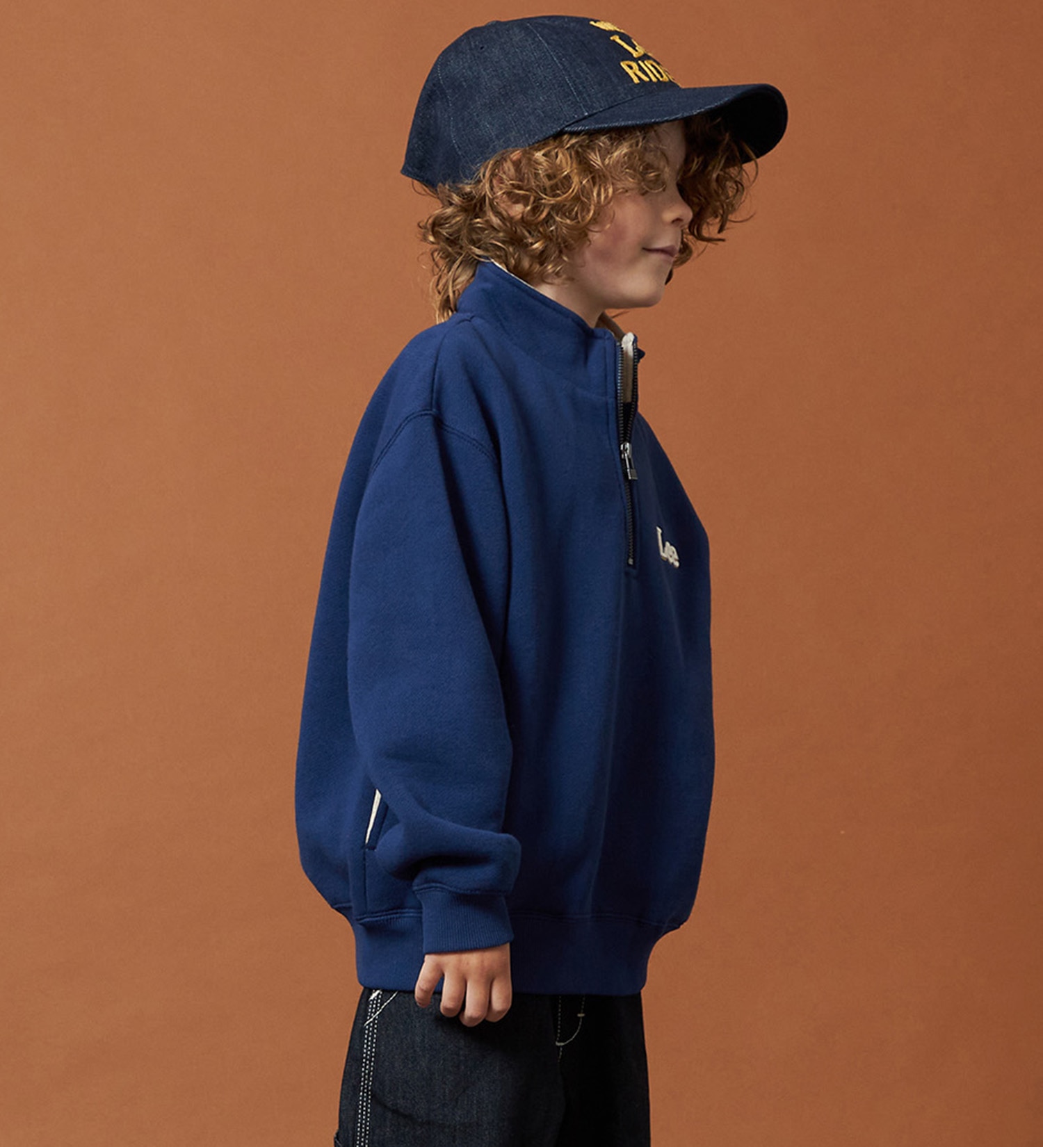 Lee(リー)の【110-150cm】キッズ ハーフジップスウェット 裏起毛|トップス/スウェット/キッズ|ネイビー