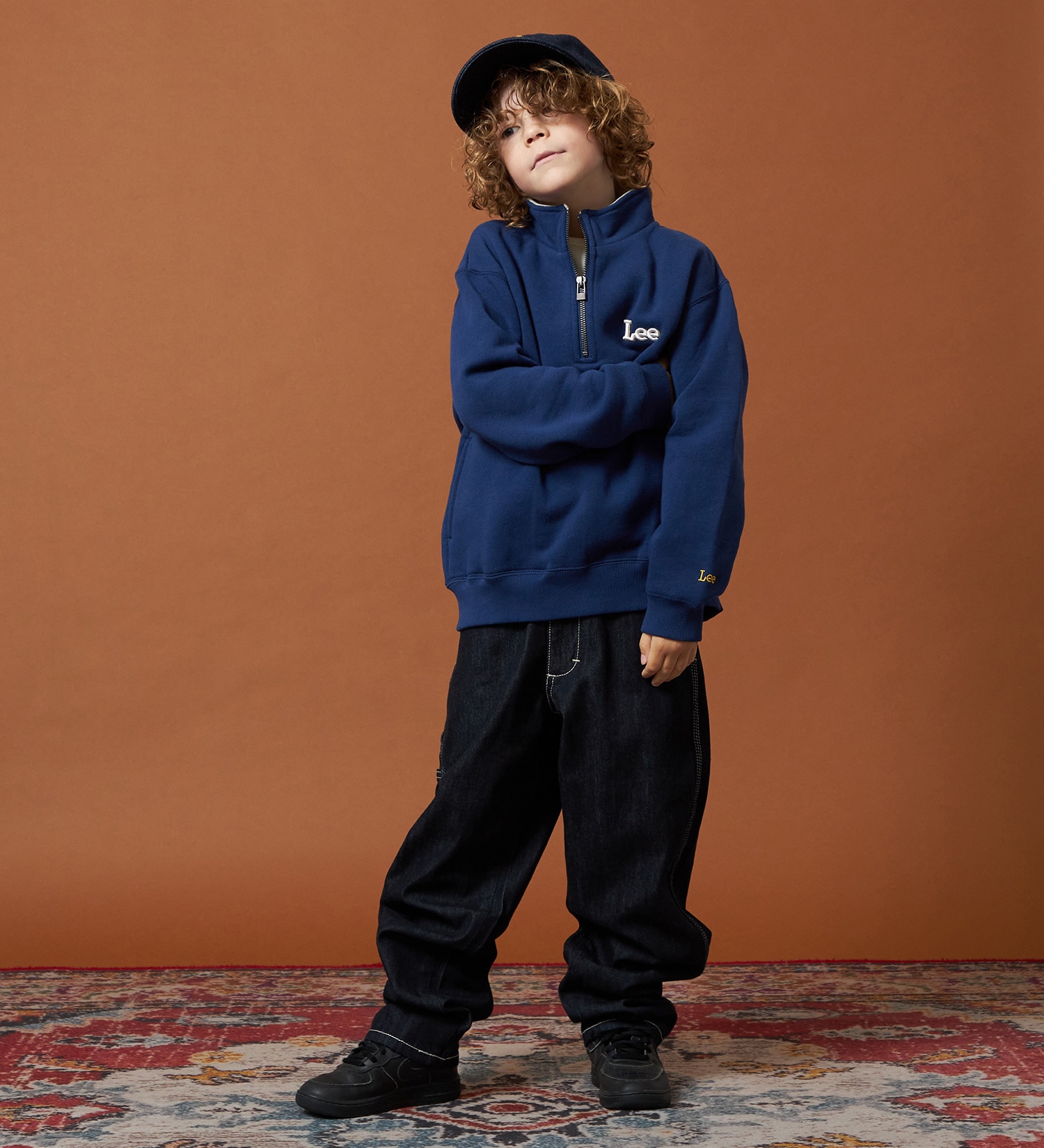 Lee(リー)の【110-150cm】キッズ ハーフジップスウェット 裏起毛|トップス/スウェット/キッズ|ネイビー