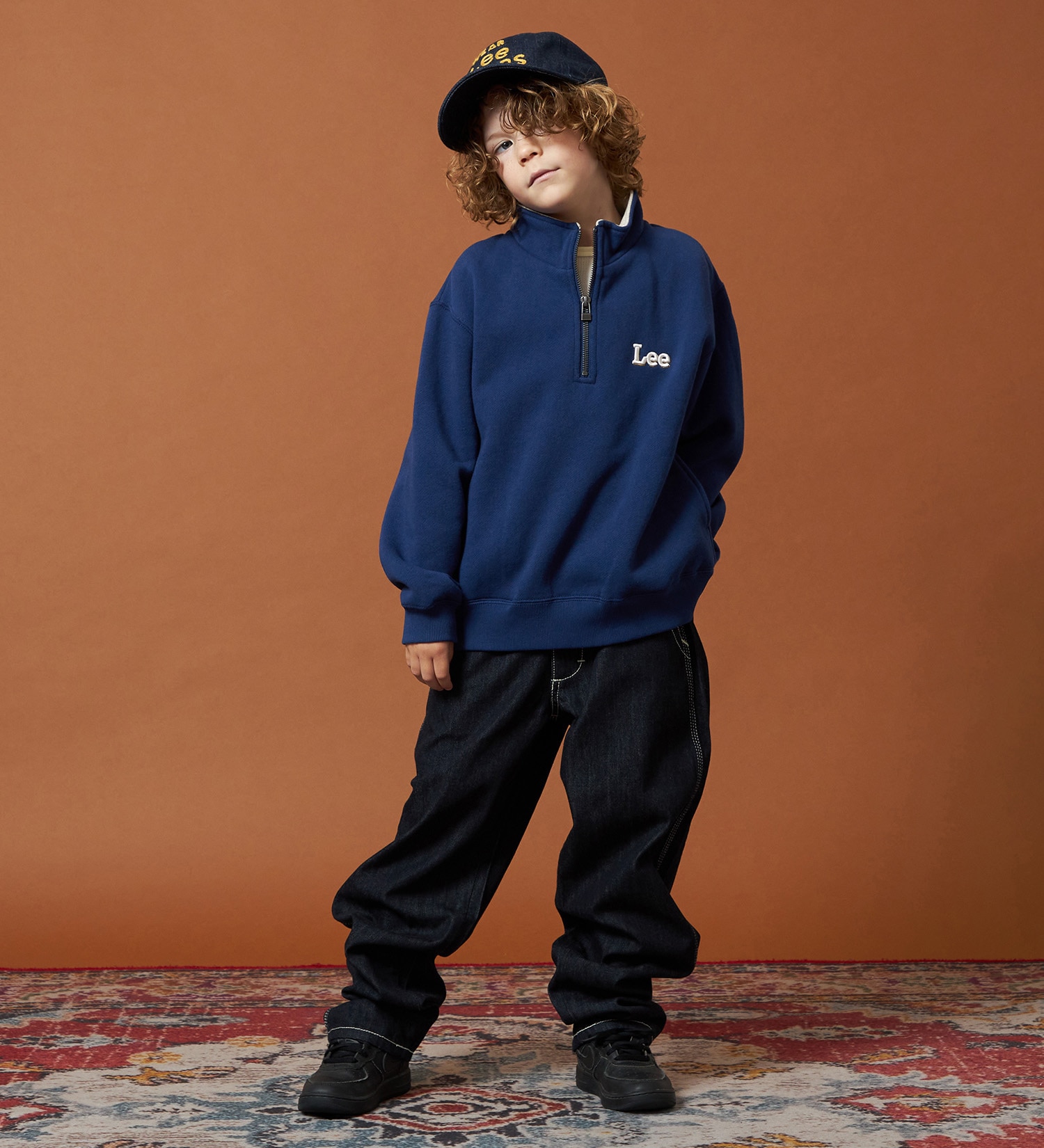 Lee(リー)の【110-150cm】キッズ ハーフジップスウェット 裏起毛|トップス/スウェット/キッズ|ネイビー