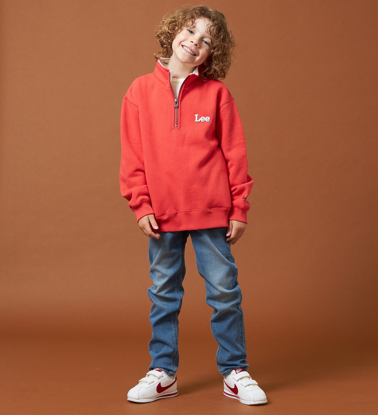 Lee(リー)の【110-150cm】キッズ ハーフジップスウェット 裏起毛|トップス/スウェット/キッズ|レッド