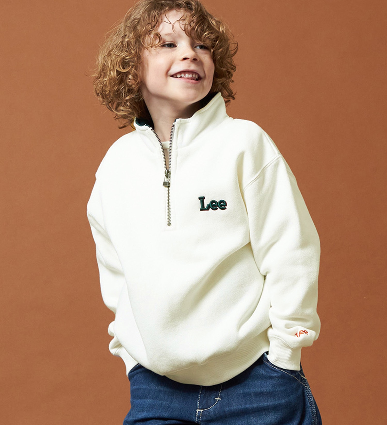 Lee(リー)の【110-150cm】キッズ ハーフジップスウェット 裏起毛|トップス/スウェット/キッズ|オフホワイト